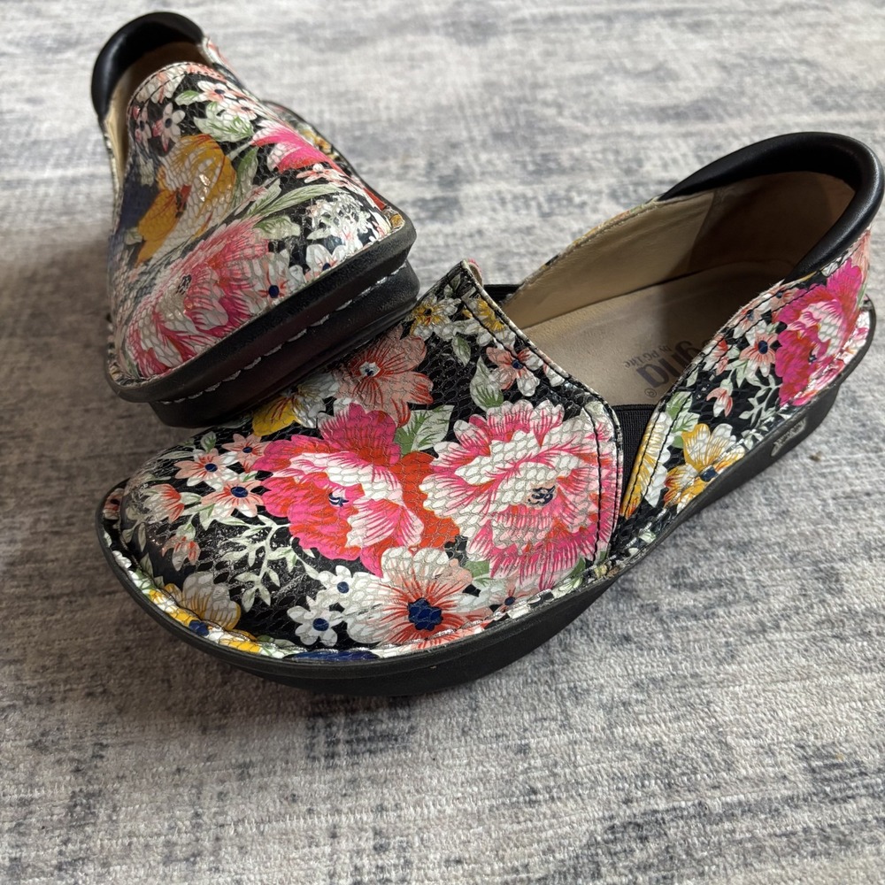 Alegria  Deb-725  Floral Multicolor Leather Nursing Shoes  EUR 37 US 6/6.5/GUC